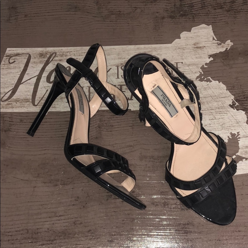Prada black studded sandals size 9.5